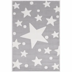 Alfombra De Juego Y De Niños LIVONE Alfombras Felices Estrella Gris Plateado/blanco 100 X 160 Cm