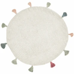 Alfombra Infantil LIVONE FRINGES Naturaleza/múltiples 133 Cm Redondos