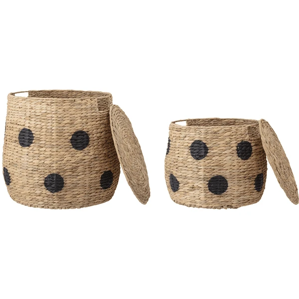 Bloomingville MINI Cesta Con Tapa Thinne Water Hyacinth Natural 2 Bloomingville MINI Cesta Con Tapa Thinne Water Hyacinth Natural - Imagen 2