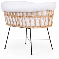 Childhome CHILD HOME Cuna Moisés De Ratán Patas Metálicas Con Colchón Y Nido