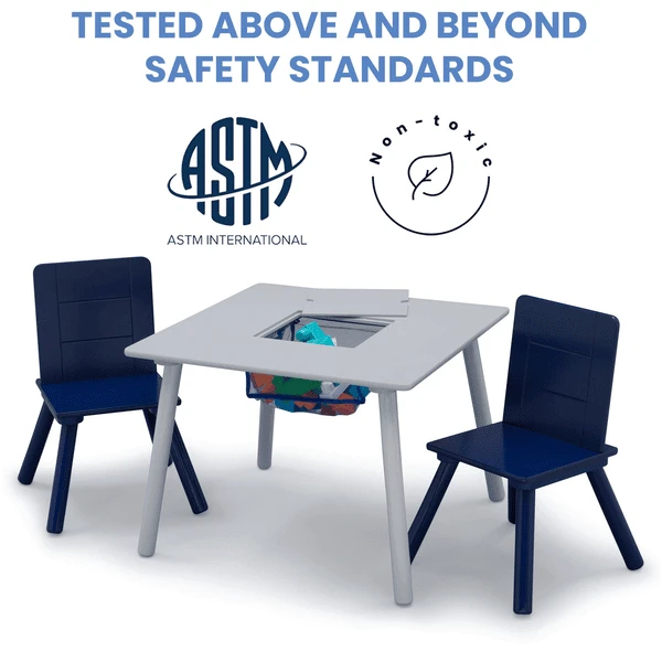 Delta Children Set Mesa Con Almacenamiento Y Sillas Infantil (azul/blanco) 3 Delta Children Set Mesa Con Almacenamiento Y Sillas Infantil (azul/blanco) - Imagen 3