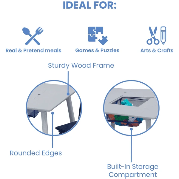 Delta Children Set Mesa Con Almacenamiento Y Sillas Infantil (azul/blanco) 5 Delta Children Set Mesa Con Almacenamiento Y Sillas Infantil (azul/blanco) - Imagen 5