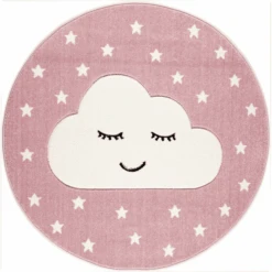 Juego LIVONE Y Alfombra De Niños Los Niños Aman Las Alfombras Smile Y La Nube, Rosa/blanco, 133 Cm