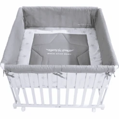 ROBA Parque Infantil 100x100 Cm Blanco Rock Star Baby
