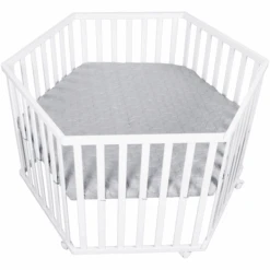 Roba Parque Infantil / Corralito De Bebé Hexagonal Blanco Style Estrellas Gris Plata