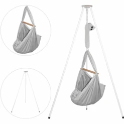 SCHMUSEWOLKE Cuna Colgante Baby Bio Gris Con Tipi Blanco -Roba Ventas schmusewolke cuna colgante baby bio gris con tipi blanco a394076 1