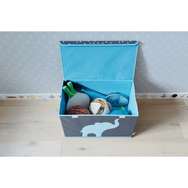STORE !t Cofre De Juguetes, Gris Con Elefante Azul 2 STORE !t Cofre De Juguetes, Gris Con Elefante Azul - Imagen 2