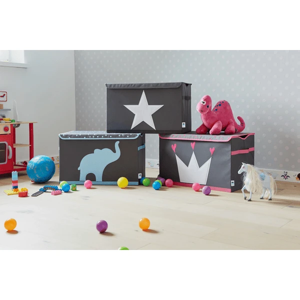 STORE !t Cofre De Juguetes, Gris Con Elefante Azul 4 STORE !t Cofre De Juguetes, Gris Con Elefante Azul - Imagen 4