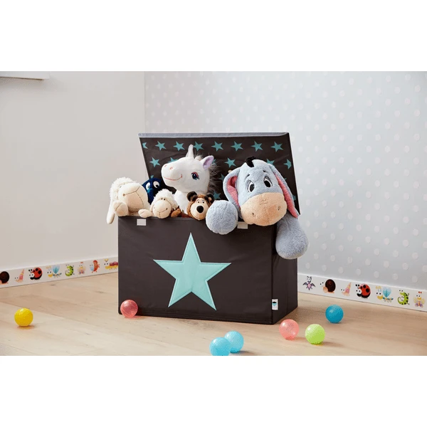 STORE !t Cofre De Juguetes, Gris Con Estrella Verde Menta 2 STORE !t Cofre De Juguetes, Gris Con Estrella Verde Menta - Imagen 2