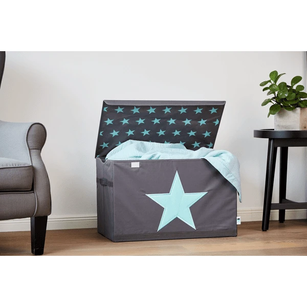 STORE !t Cofre De Juguetes, Gris Con Estrella Verde Menta 3 STORE !t Cofre De Juguetes, Gris Con Estrella Verde Menta - Imagen 3
