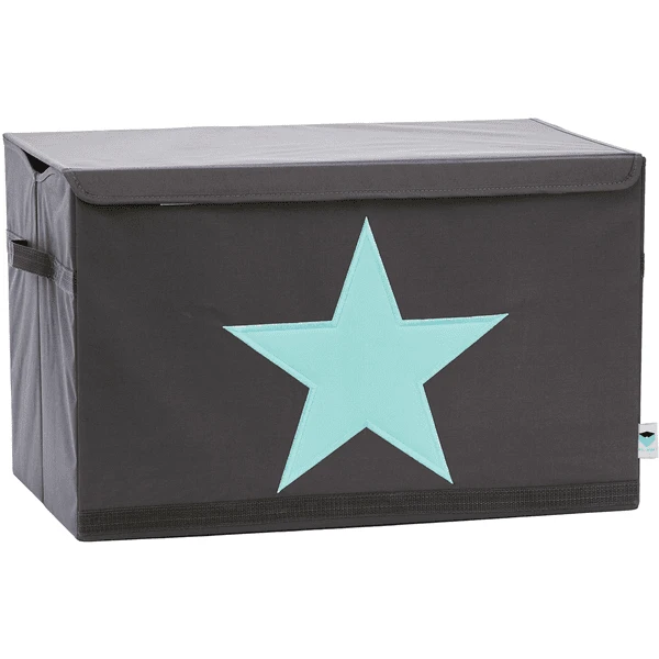 STORE !t Cofre De Juguetes, Gris Con Estrella Verde Menta 1 STORE !t Cofre De Juguetes, Gris Con Estrella Verde Menta