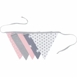 Ullenboom Banderín Cadena Y Tela Y Girl 190 Cm (5 Banderines) Gris Rosa
