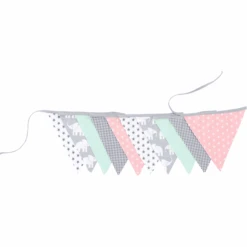 Ullenboom Cadena De Banderín Y Tela Y Elefante De Girl 325 Cm (10 Banderines) Mint Rosa